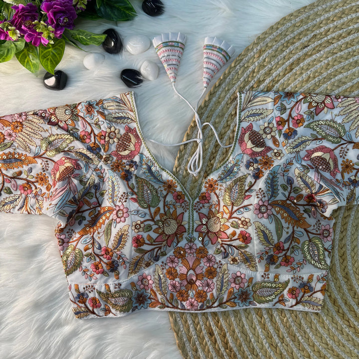 MULTI THREAD WORK BEAUTIFUL PARTYWEAR BLOUSE