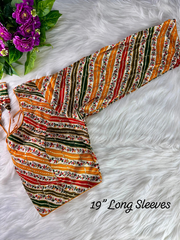 BEAUTIFUL FULL LONG SLEEVES LEHERIYA BLOUSE
