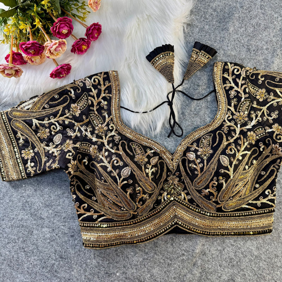 BEAUTIFUL HEAVY LONG STITCH APPLE-CUT CODDING WORK BRIDAL BLOUSE