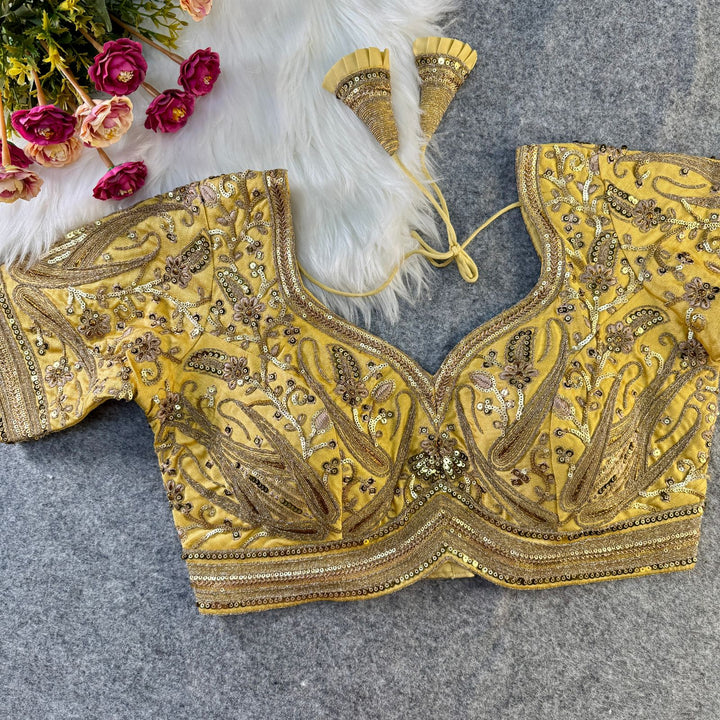 BEAUTIFUL HEAVY LONG STITCH APPLE-CUT CODDING WORK BRIDAL BLOUSE