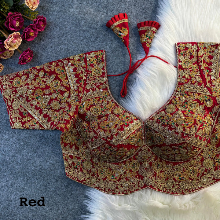 BEAUTIFUL HEAVY STITCH APPLE-CUT CODDING WORK BRIDAL BLOUSE