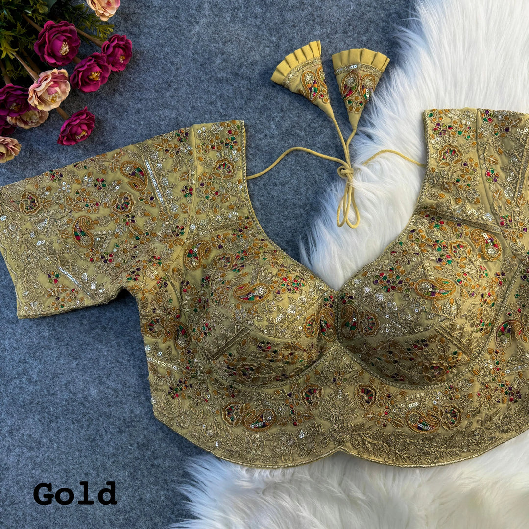 BEAUTIFUL HEAVY STITCH APPLE-CUT CODDING WORK BRIDAL BLOUSE