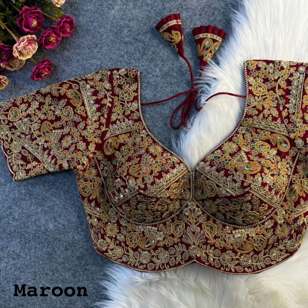 BEAUTIFUL HEAVY STITCH APPLE-CUT CODDING WORK BRIDAL BLOUSE