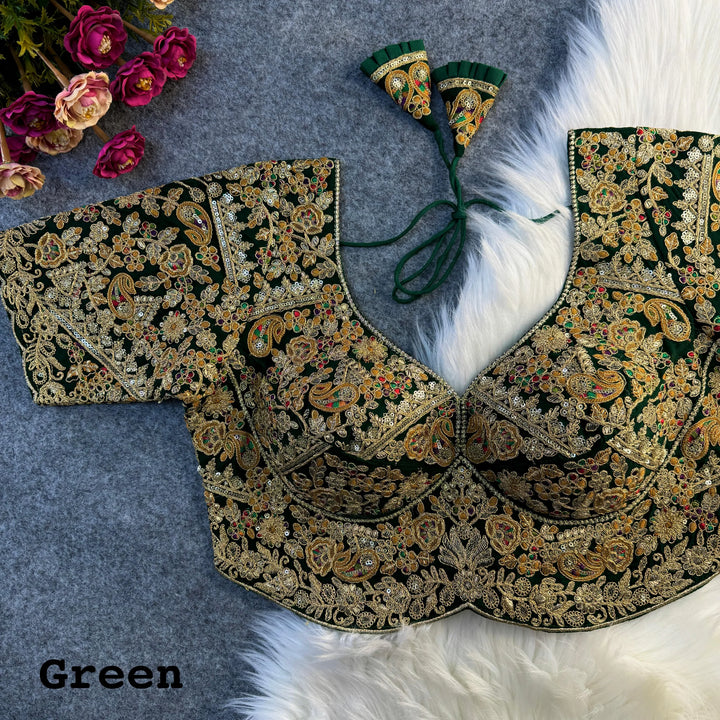 BEAUTIFUL HEAVY STITCH APPLE-CUT CODDING WORK BRIDAL BLOUSE