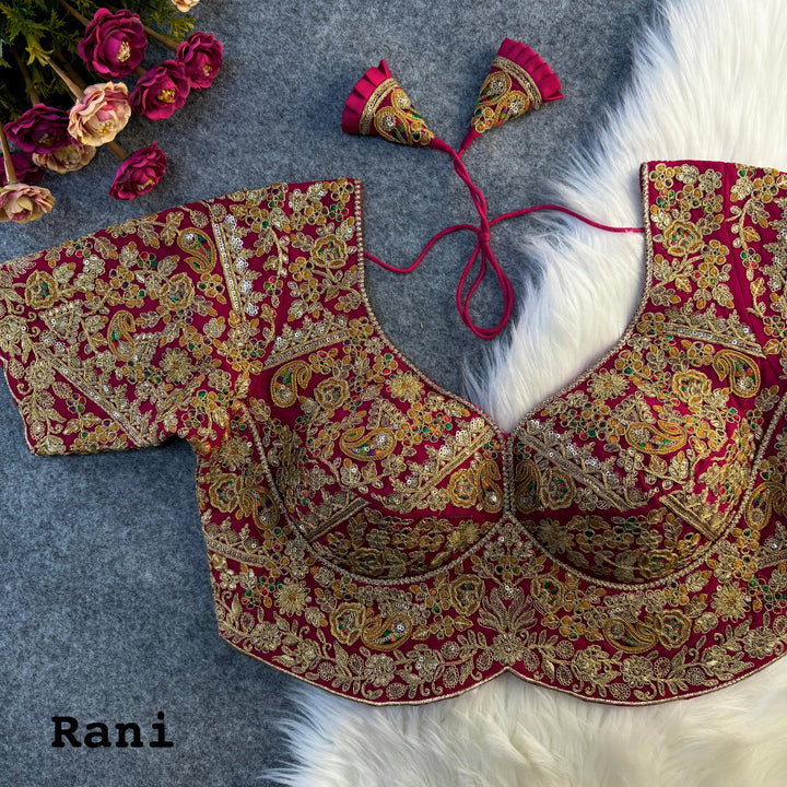 BEAUTIFUL HEAVY STITCH APPLE-CUT CODDING WORK BRIDAL BLOUSE