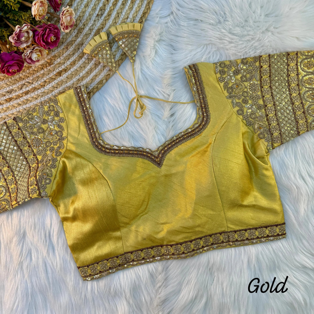 BEAUTIFUL HEAVY SLEEVES CODDING+THREAD WORK BRIDAL BLOUSE