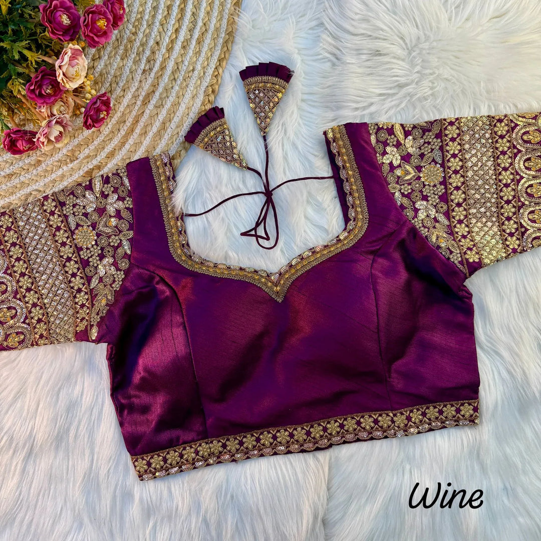BEAUTIFUL HEAVY SLEEVES CODDING+THREAD WORK BRIDAL BLOUSE