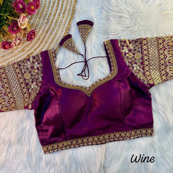 BEAUTIFUL HEAVY SLEEVES CODDING+THREAD WORK BRIDAL BLOUSE