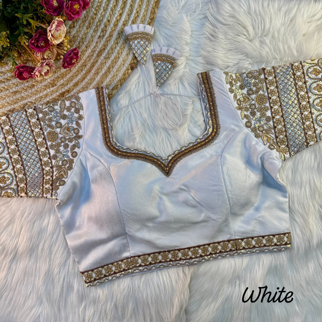 BEAUTIFUL HEAVY SLEEVES CODDING+THREAD WORK BRIDAL BLOUSE