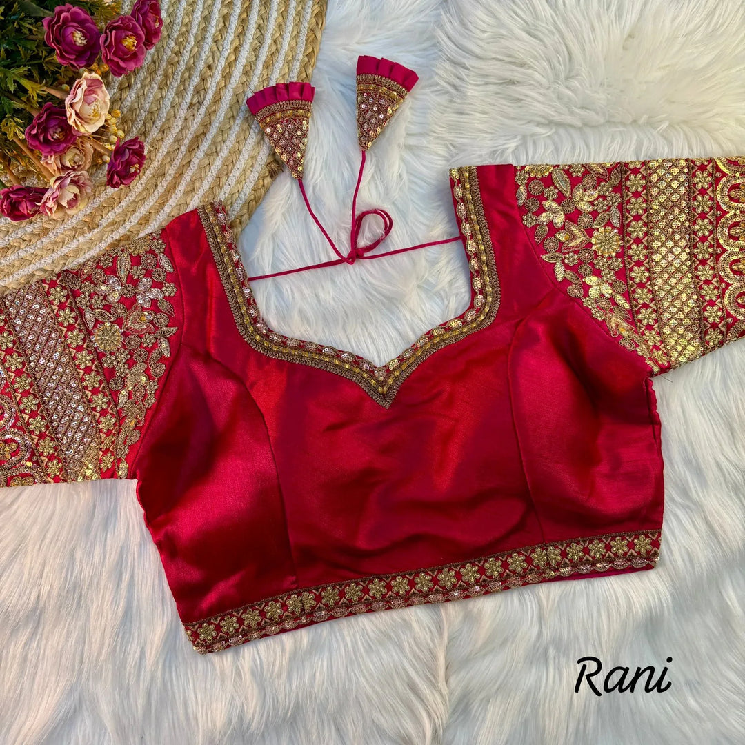 BEAUTIFUL HEAVY SLEEVES CODDING+THREAD WORK BRIDAL BLOUSE