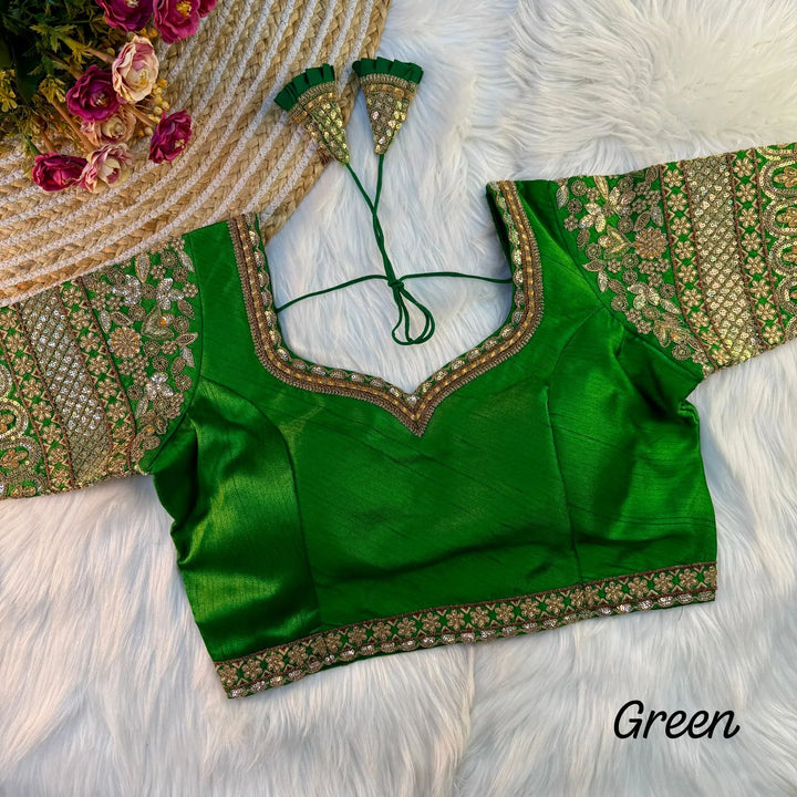 BEAUTIFUL HEAVY SLEEVES CODDING+THREAD WORK BRIDAL BLOUSE