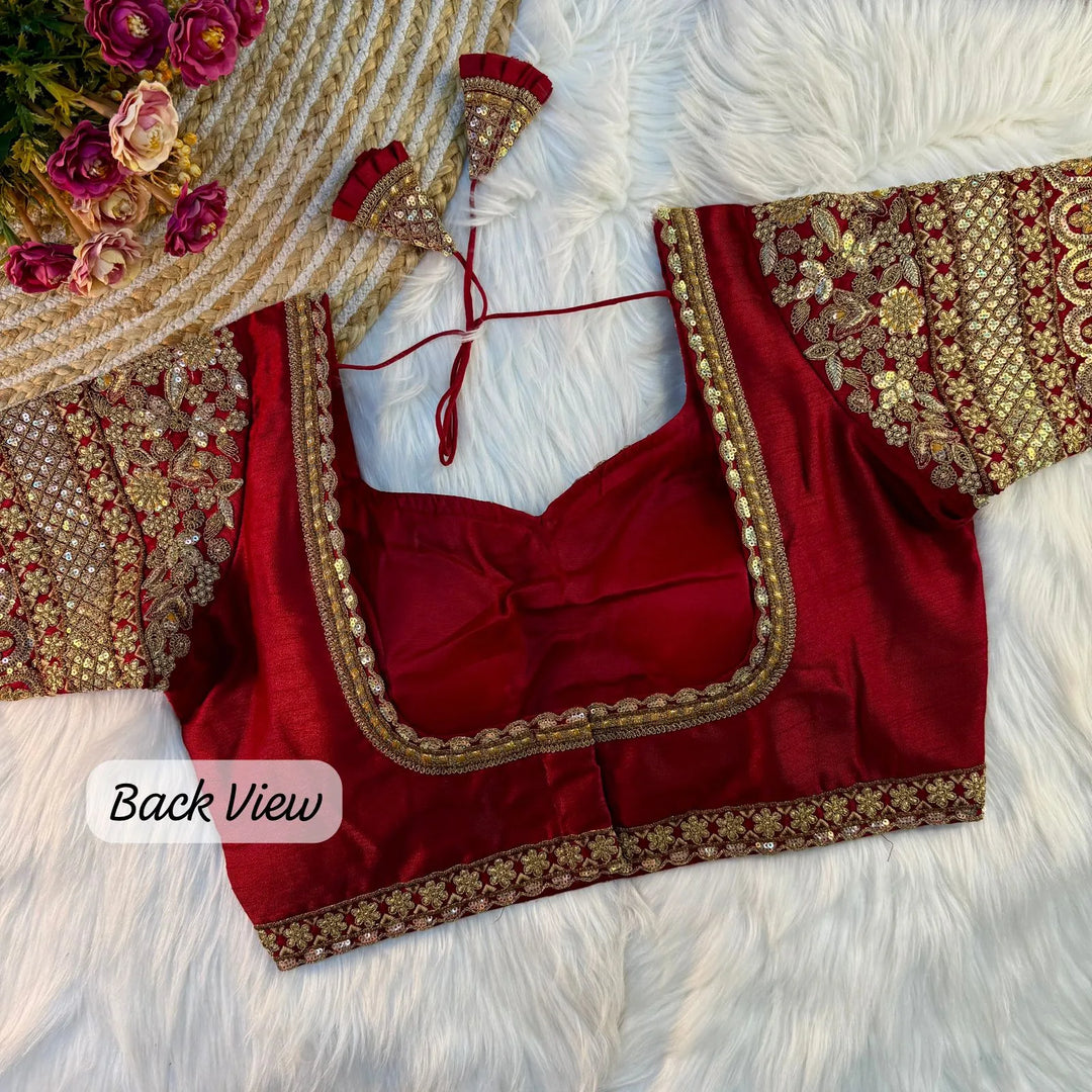 BEAUTIFUL HEAVY SLEEVES CODDING+THREAD WORK BRIDAL BLOUSE