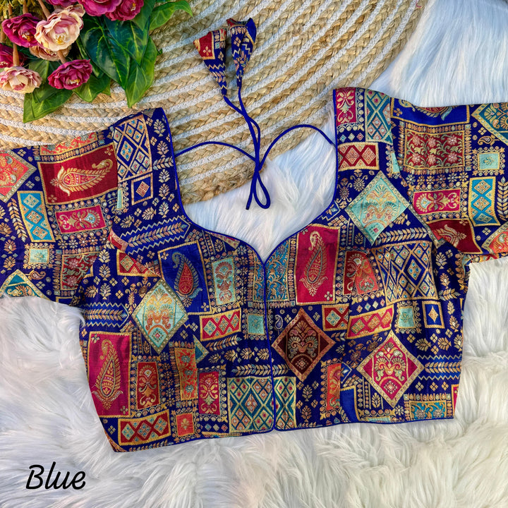 NEW PURE VISCOSE JACQUARD WITH POSITION PRINT WORK VINTAGE BLOUSE