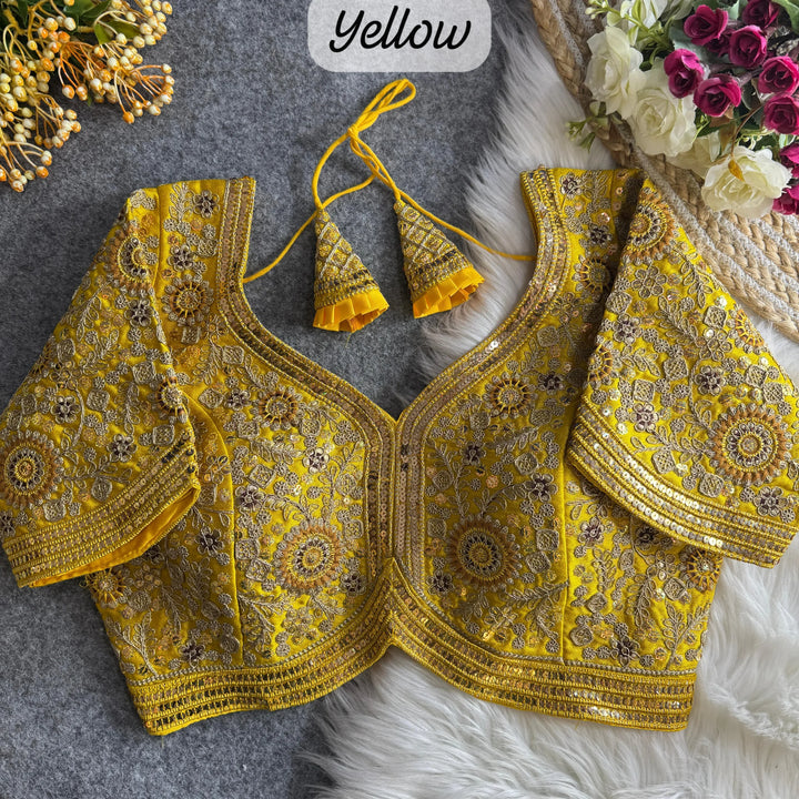 BEAUTIFUL APPLE CUT HEAVY CODDING+THREAD WORK BRIDAL BLOUSE