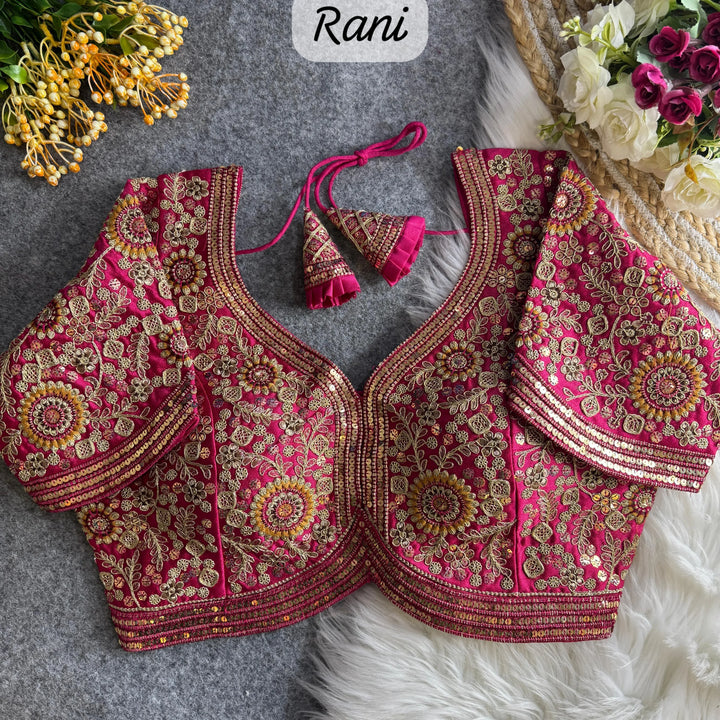 BEAUTIFUL APPLE CUT HEAVY CODDING+THREAD WORK BRIDAL BLOUSE