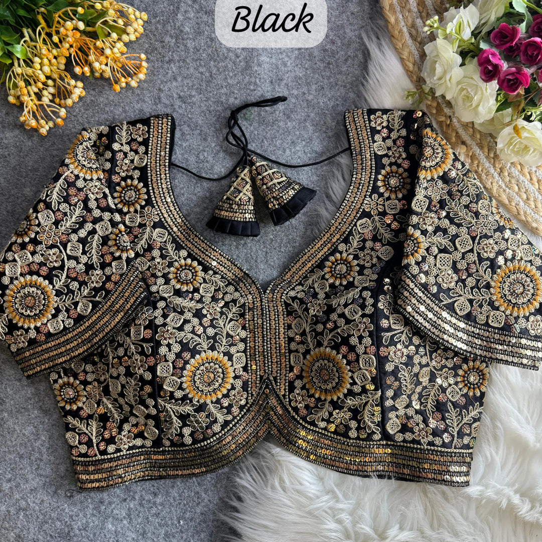 BEAUTIFUL APPLE CUT HEAVY CODDING+THREAD WORK BRIDAL BLOUSE