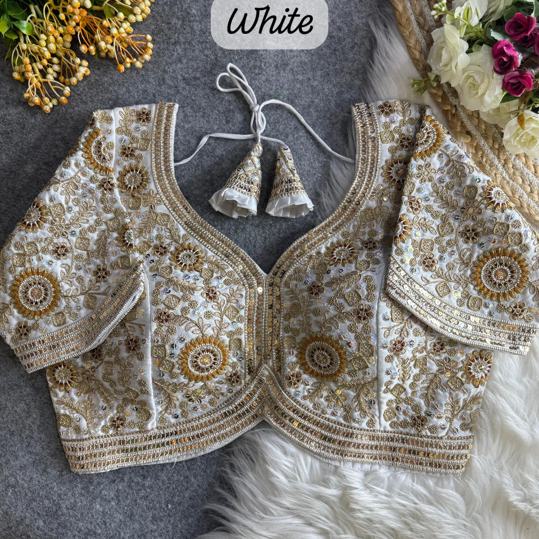 BEAUTIFUL APPLE CUT HEAVY CODDING+THREAD WORK BRIDAL BLOUSE