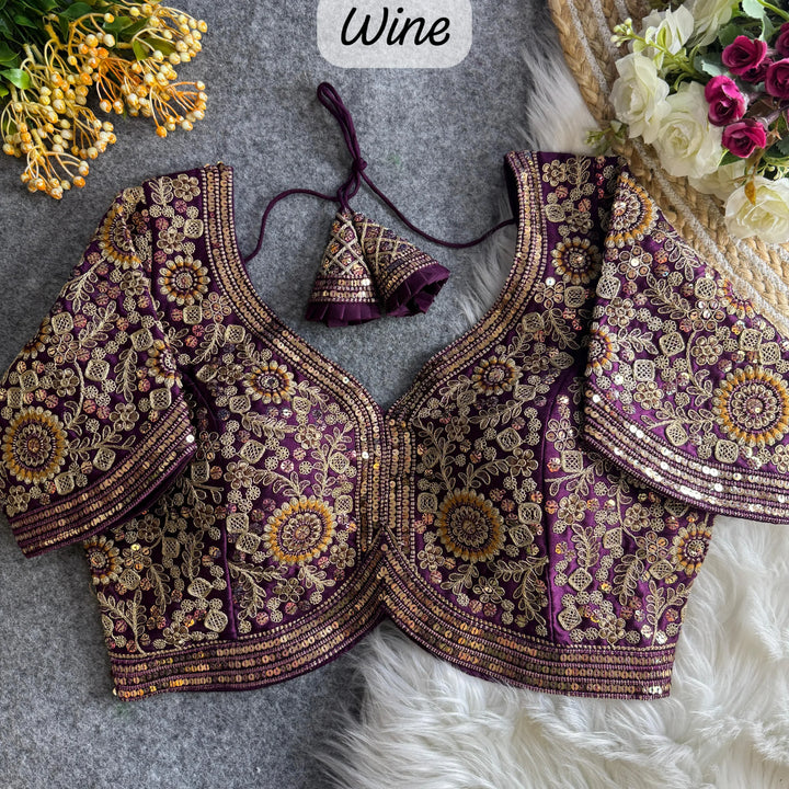 BEAUTIFUL APPLE CUT HEAVY CODDING+THREAD WORK BRIDAL BLOUSE