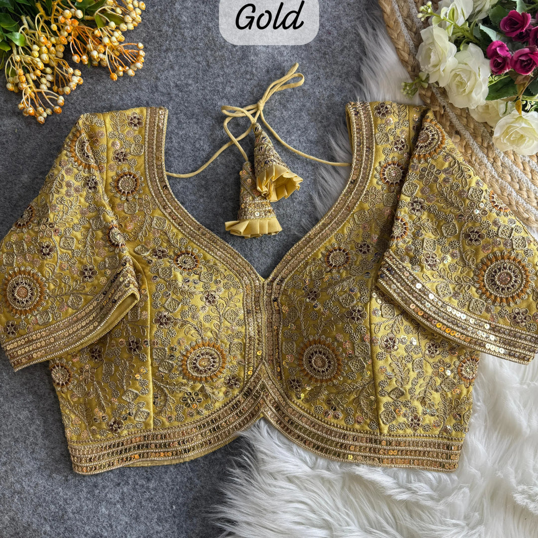 BEAUTIFUL APPLE CUT HEAVY CODDING+THREAD WORK BRIDAL BLOUSE