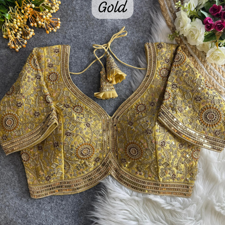 BEAUTIFUL APPLE CUT HEAVY CODDING+THREAD WORK BRIDAL BLOUSE