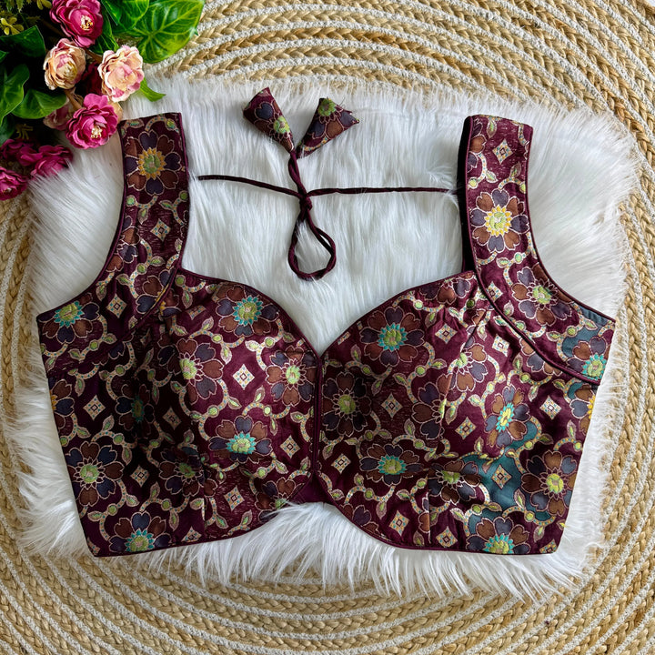 NEW SLEEVES LESS JACQUARD BLOUSE