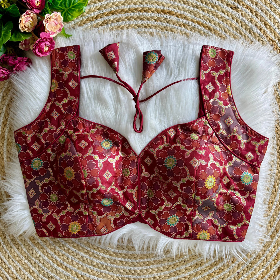 NEW SLEEVES LESS JACQUARD BLOUSE