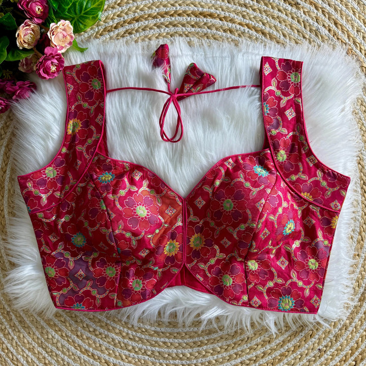 NEW SLEEVES LESS JACQUARD BLOUSE