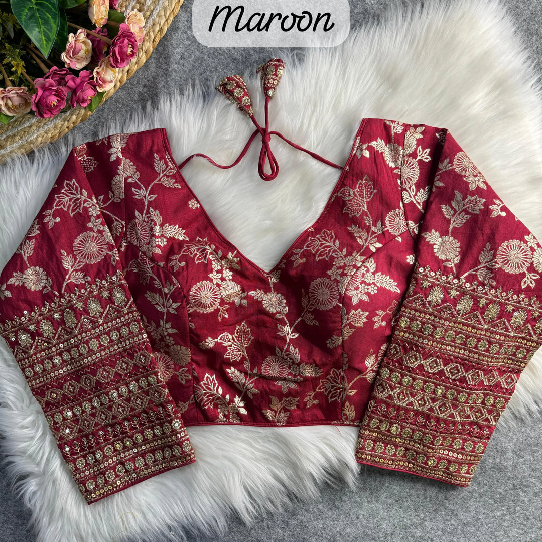 HEAVY PURE DOLA SILK FULL SLEEVES BLOUSE