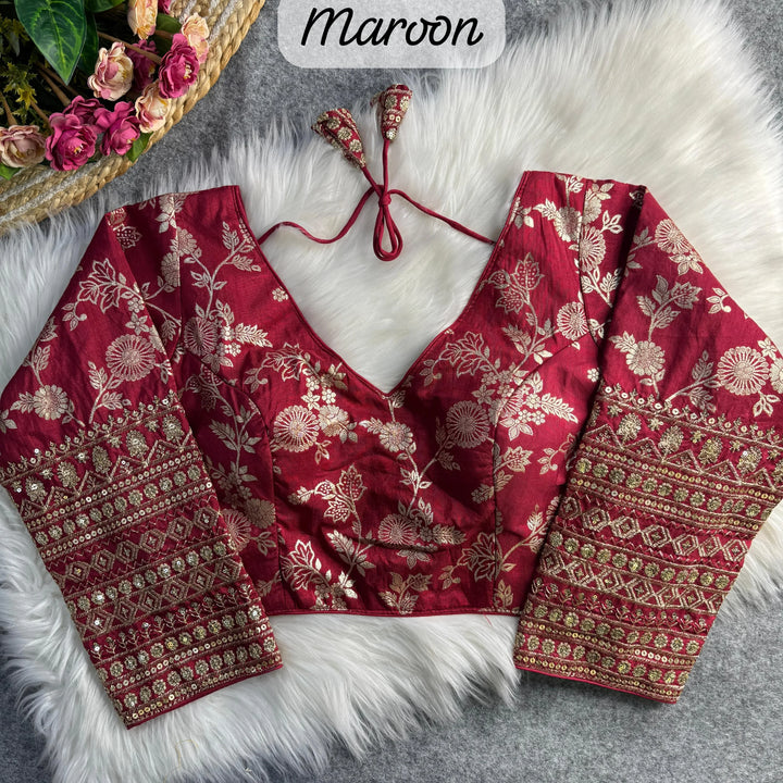 HEAVY PURE DOLA SILK FULL SLEEVES BLOUSE