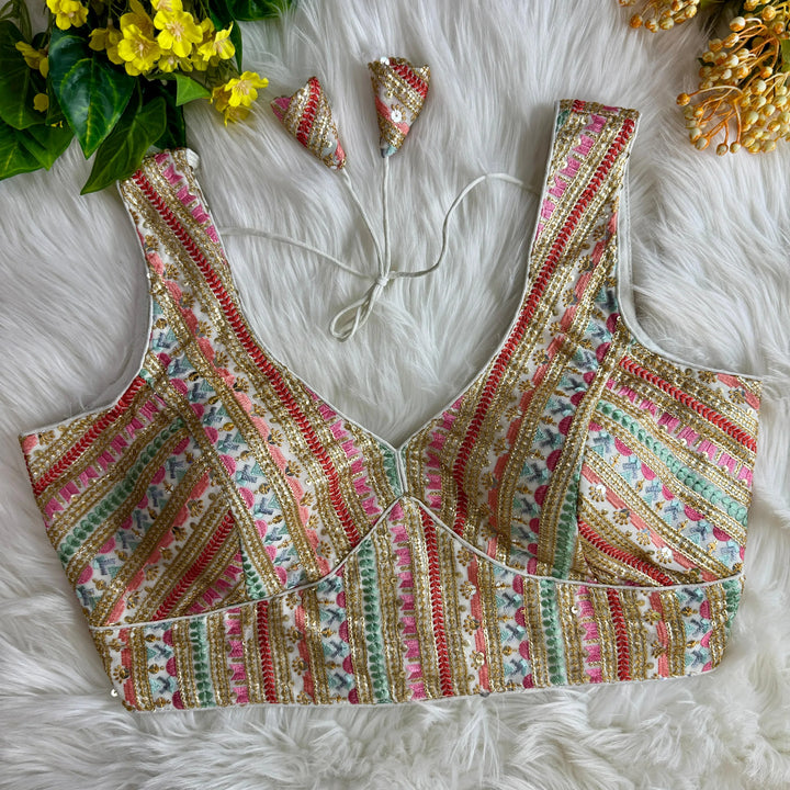 MULTI THREAD WORK BEAUTIFUL PARTYWEAR BLOUSE