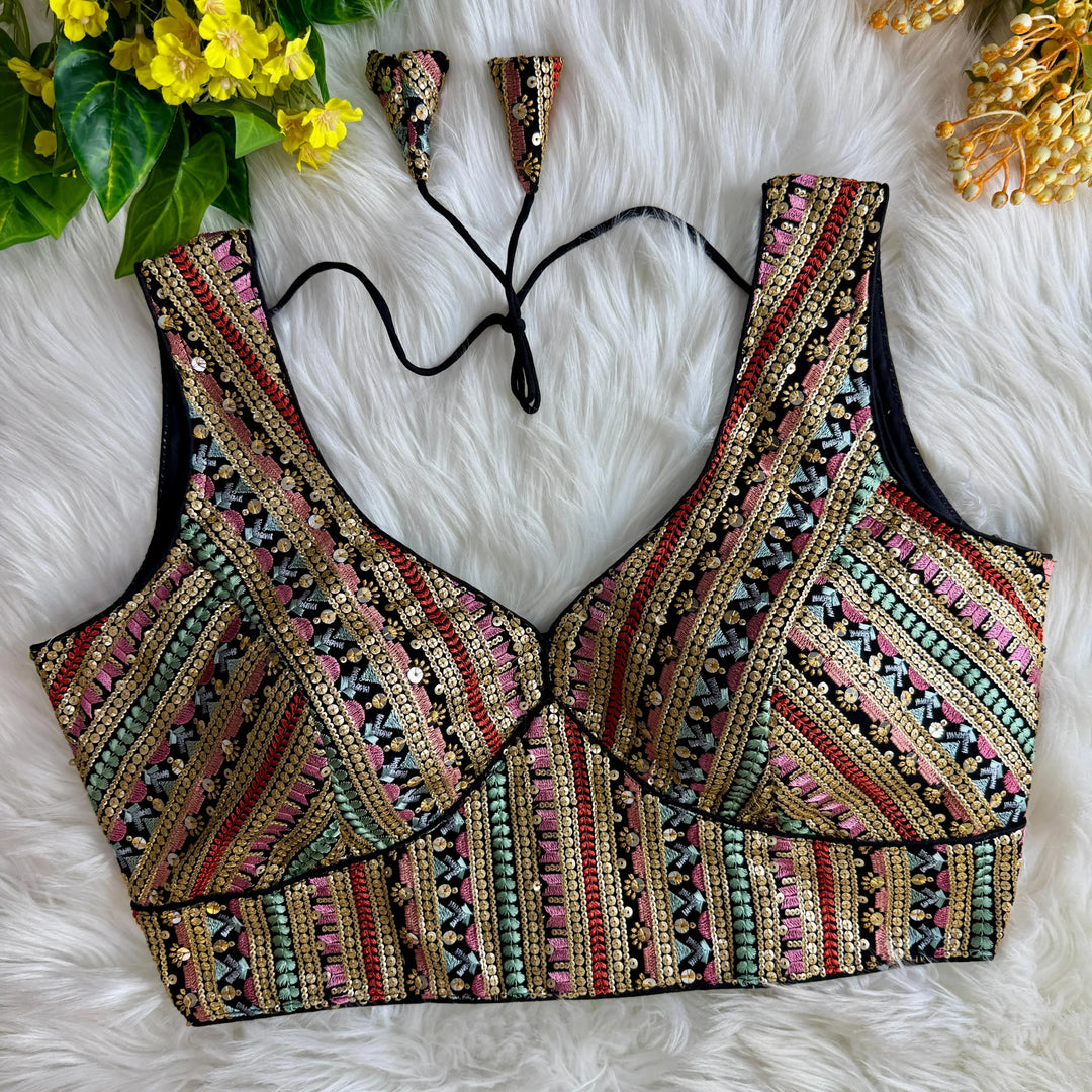 MULTI THREAD WORK BEAUTIFUL PARTYWEAR BLOUSE