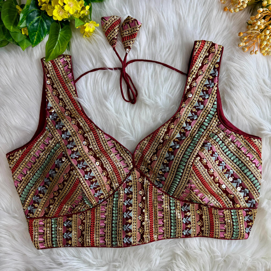 MULTI THREAD WORK BEAUTIFUL PARTYWEAR BLOUSE