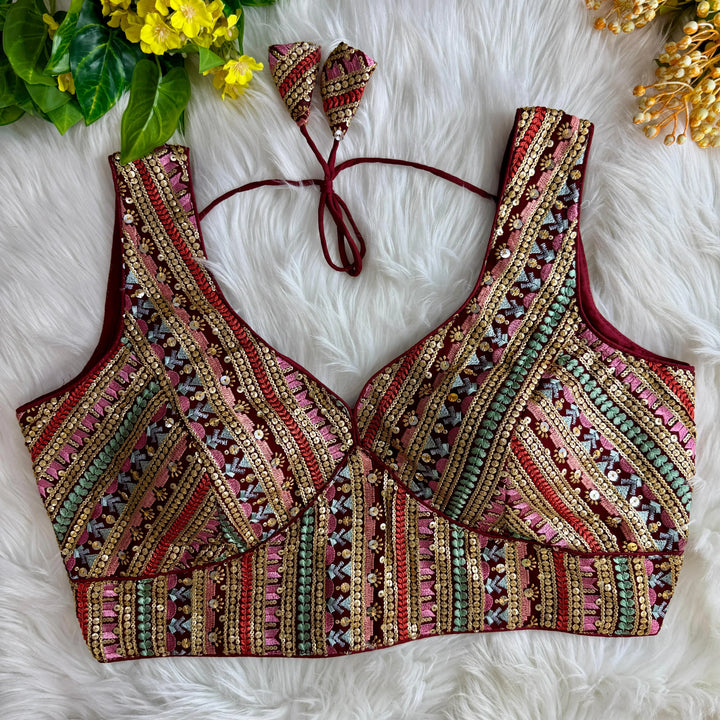 MULTI THREAD WORK BEAUTIFUL PARTYWEAR BLOUSE