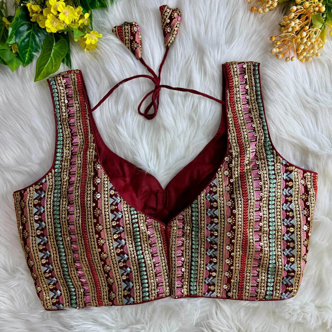 MULTI THREAD WORK BEAUTIFUL PARTYWEAR BLOUSE