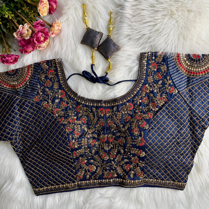Beautiful Heavy Codding Embroidery + Copper Jari Work Bridal Blouse