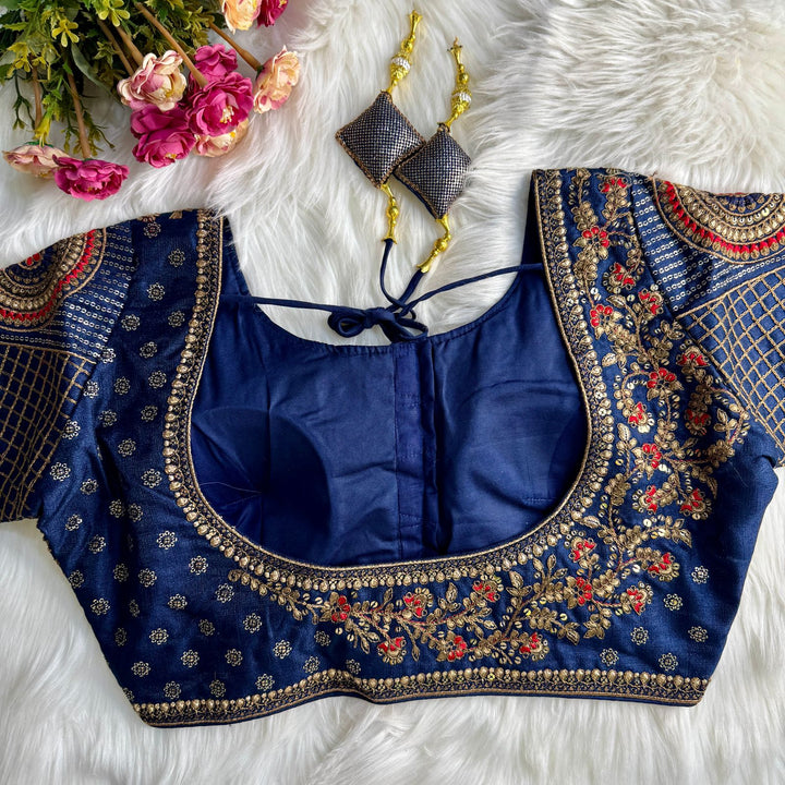 Beautiful Heavy Codding Embroidery + Copper Jari Work Bridal Blouse