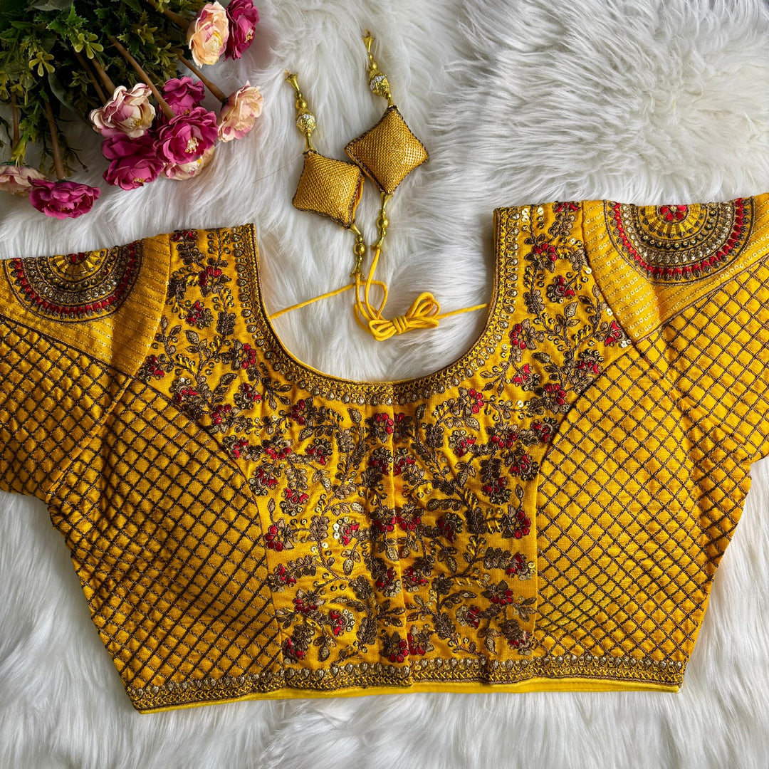 Beautiful Heavy Codding Embroidery + Copper Jari Work Bridal Blouse