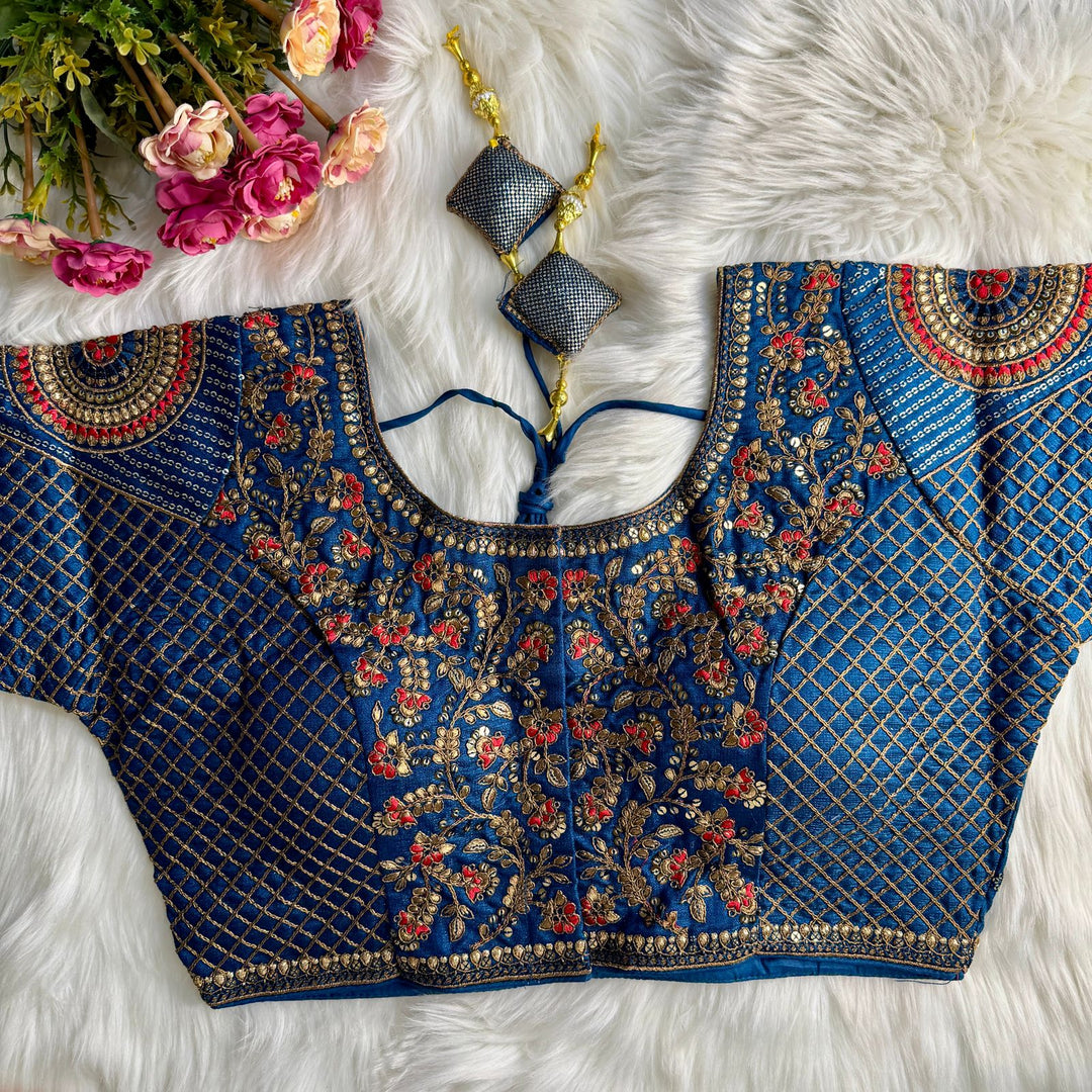 Beautiful Heavy Codding Embroidery + Copper Jari Work Bridal Blouse