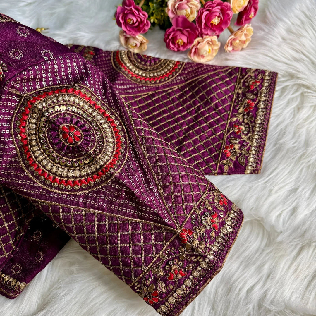 Beautiful Heavy Codding Embroidery + Copper Jari Work Bridal Blouse