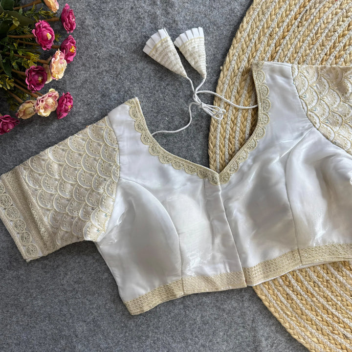 BEAUTIFUL COTTON THREAD WORK ZIMICHOO FABRIC BLOUSE