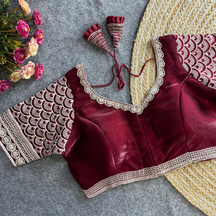 BEAUTIFUL COTTON THREAD WORK ZIMICHOO FABRIC BLOUSE
