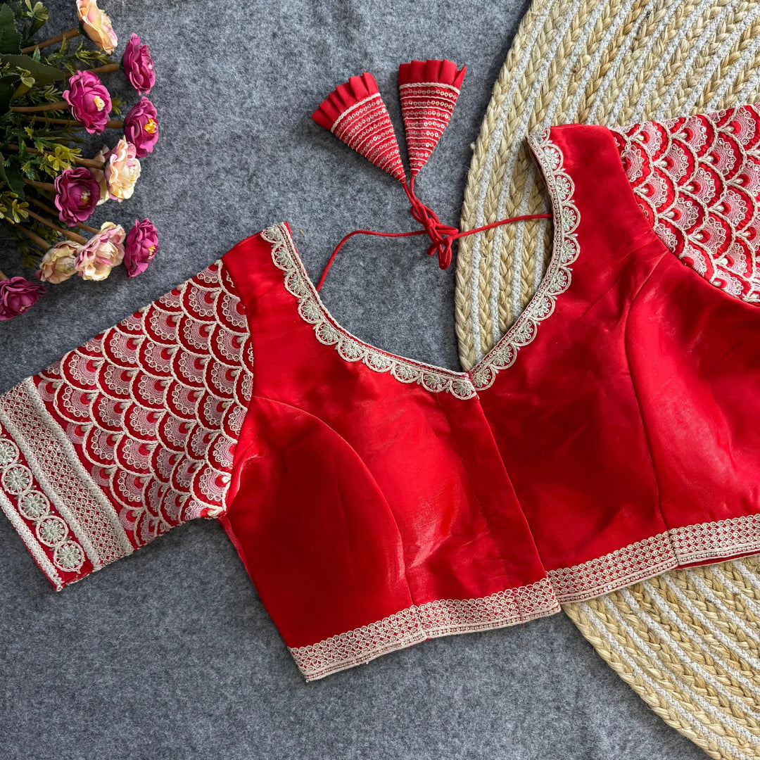 BEAUTIFUL COTTON THREAD WORK ZIMICHOO FABRIC BLOUSE