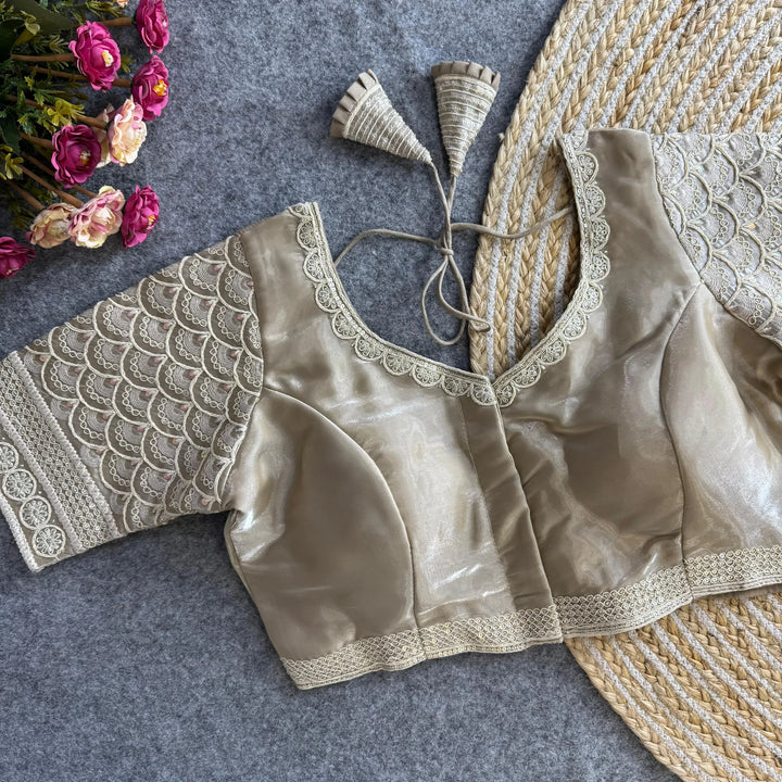 BEAUTIFUL COTTON THREAD WORK ZIMICHOO FABRIC BLOUSE
