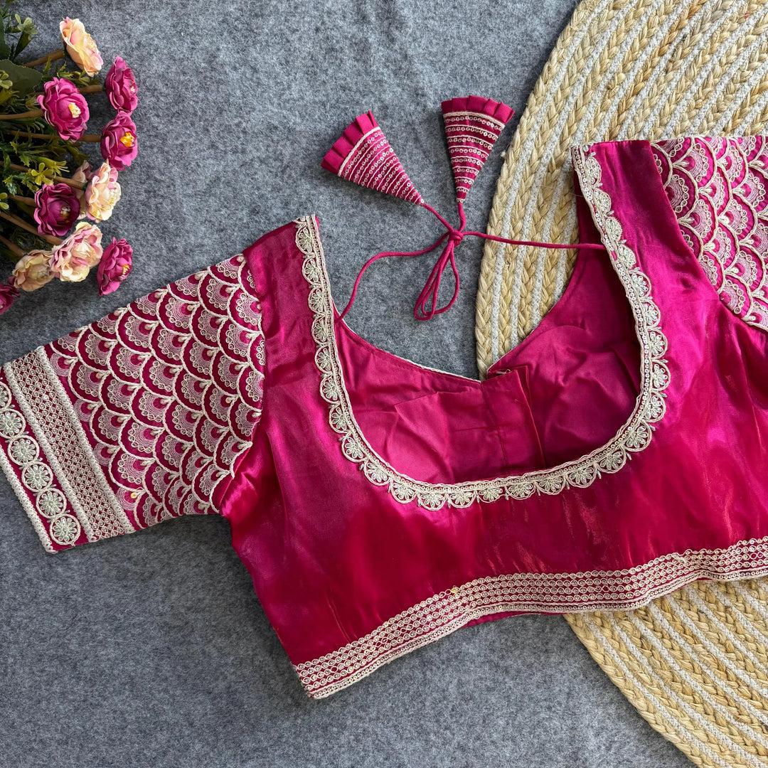 BEAUTIFUL COTTON THREAD WORK ZIMICHOO FABRIC BLOUSE
