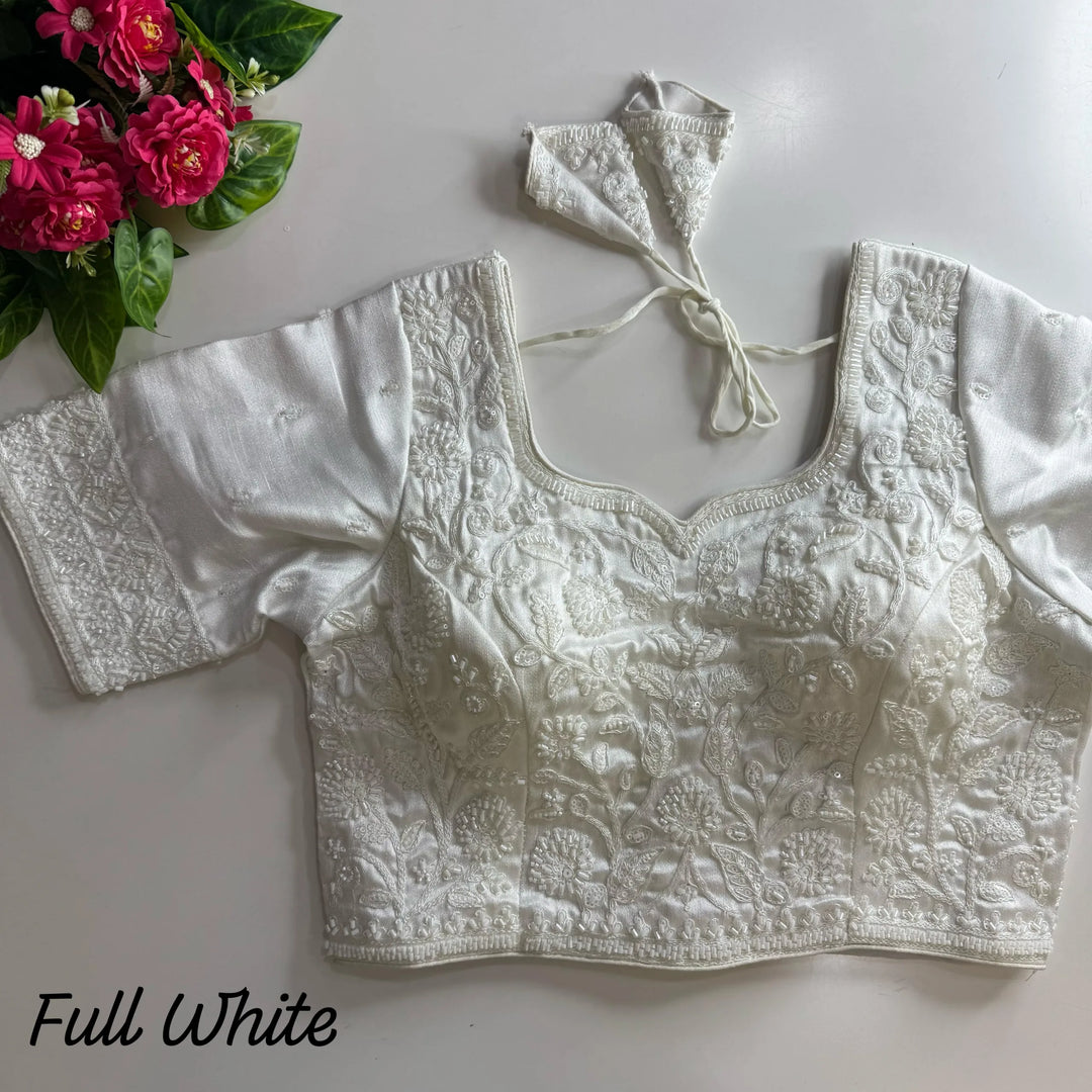 BEAUTIFUL ALL BLACK , WHITE , GOLD HEAVY STARS  & BEADS WORK BRIDAL BLOUSE