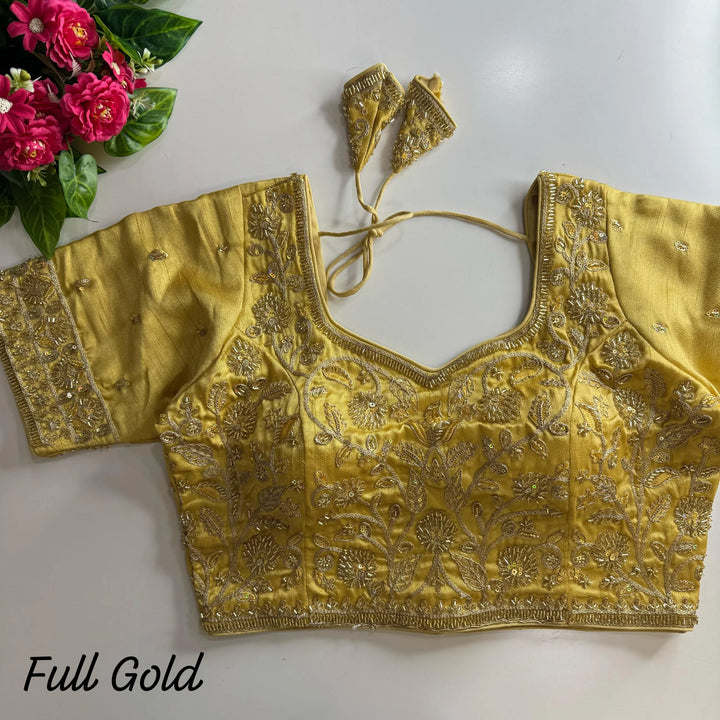 BEAUTIFUL ALL BLACK , WHITE , GOLD HEAVY STARS  & BEADS WORK BRIDAL BLOUSE