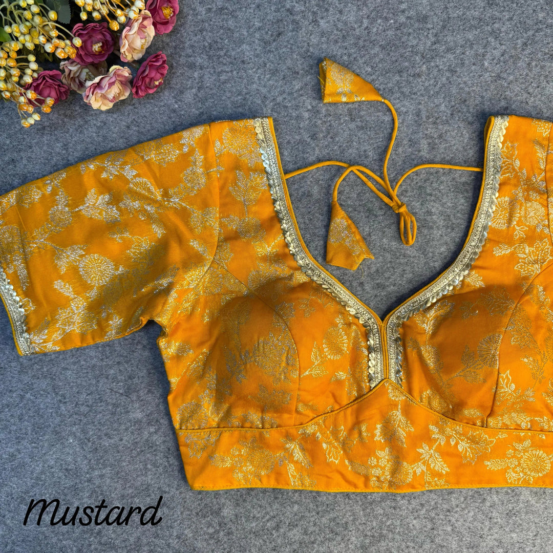 HEAVY PURE DOLA SILK  BLOUSE WITH BEAUTIFUL LACE PATTERN