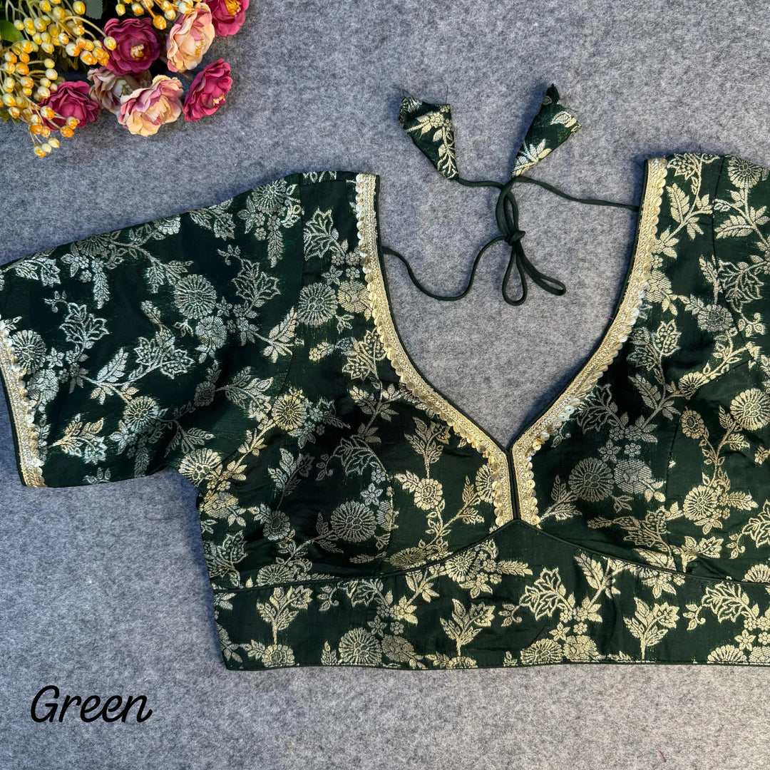 HEAVY PURE DOLA SILK  BLOUSE WITH BEAUTIFUL LACE PATTERN