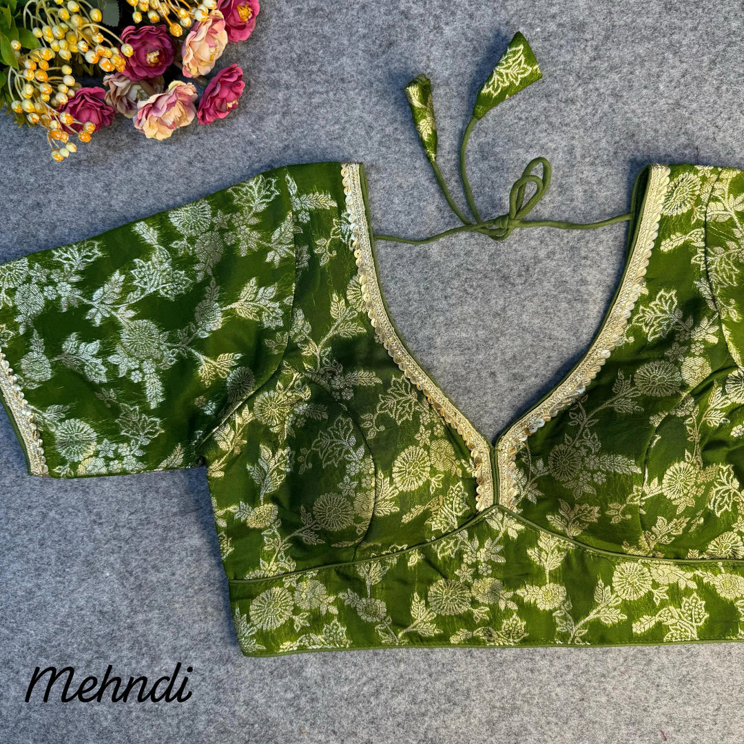 HEAVY PURE DOLA SILK  BLOUSE WITH BEAUTIFUL LACE PATTERN