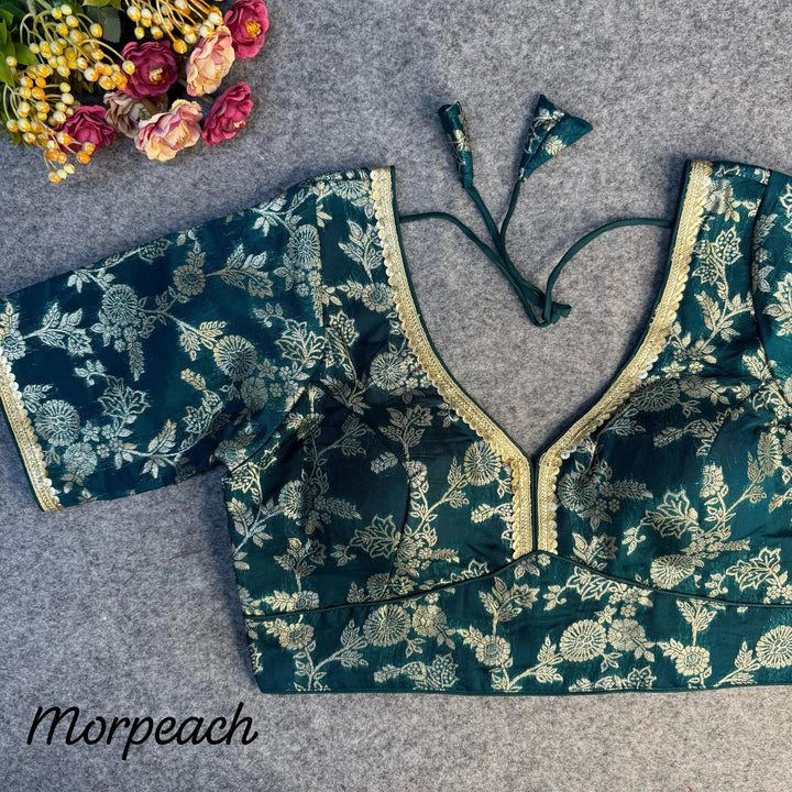 HEAVY PURE DOLA SILK  BLOUSE WITH BEAUTIFUL LACE PATTERN